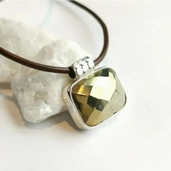 VINTAGE Pyrite in Sterling Silver pendant necklace - Picture 8 of 8